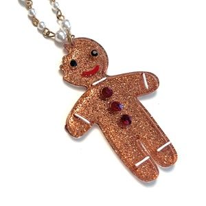 NWOB Betsey Johnson Christmas Gingerbread "Bitten" Limited Edition Necklace! 🎄